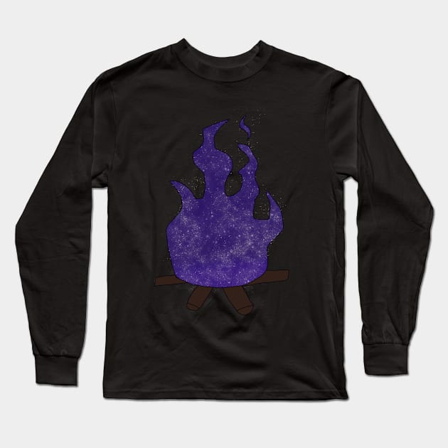 Purple Starry Flame Long Sleeve T-Shirt by Usagicollection